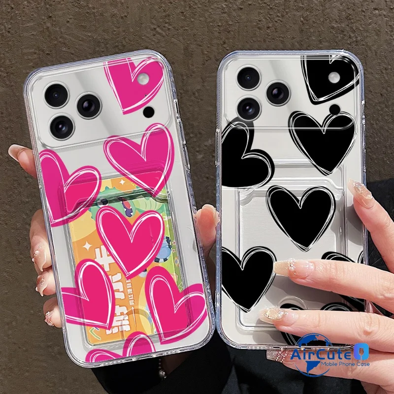 Sweet Heart Card Photo Holder Soft Case - Stylish Protective Back Cover