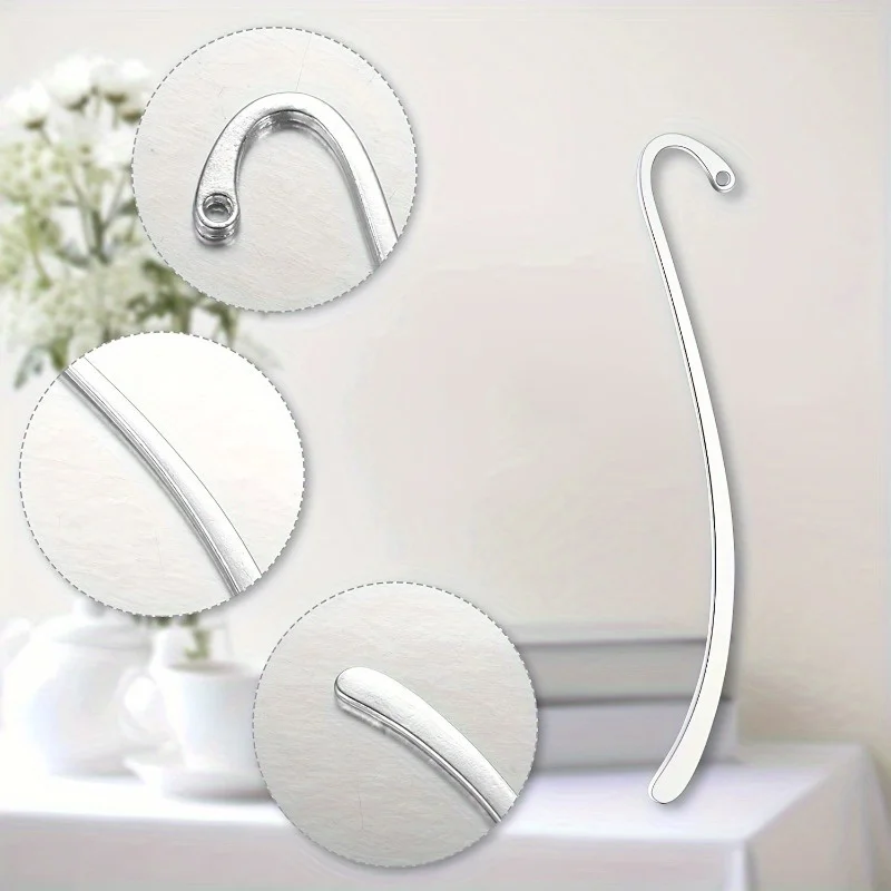 15pcs Silver Plated Smooth Bookmark Charms - Perfect for Jewelry Making & Hook Bookmarking