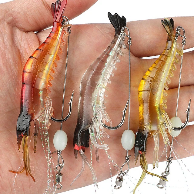 Soft Plastic Lures Artificial Bait Luminous Shrimp Fishing Lure