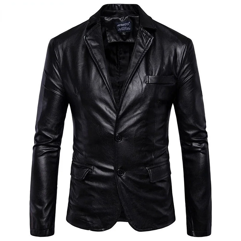

M-5XL Men PU Leather Jacket business Suit Male Motorcycle Biker Jackets Autumn Outwear Blazer Jacket