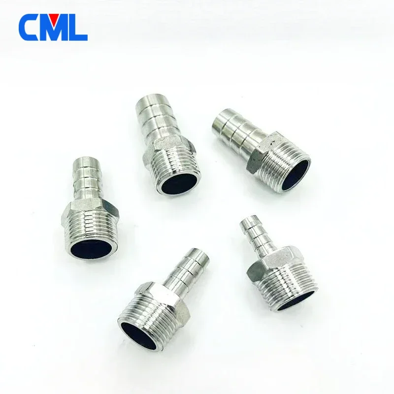 Hose Pipe Fitting Pipe Fitting Water Pipe Fitting 6 8 10 12 13 15 16 18 19 20mm 1/8" 1/4" 3/8" 1/2" 304 Stainless Steel BSPT Male Thread Barb Hose Pagoda Joint Coupling Connector
