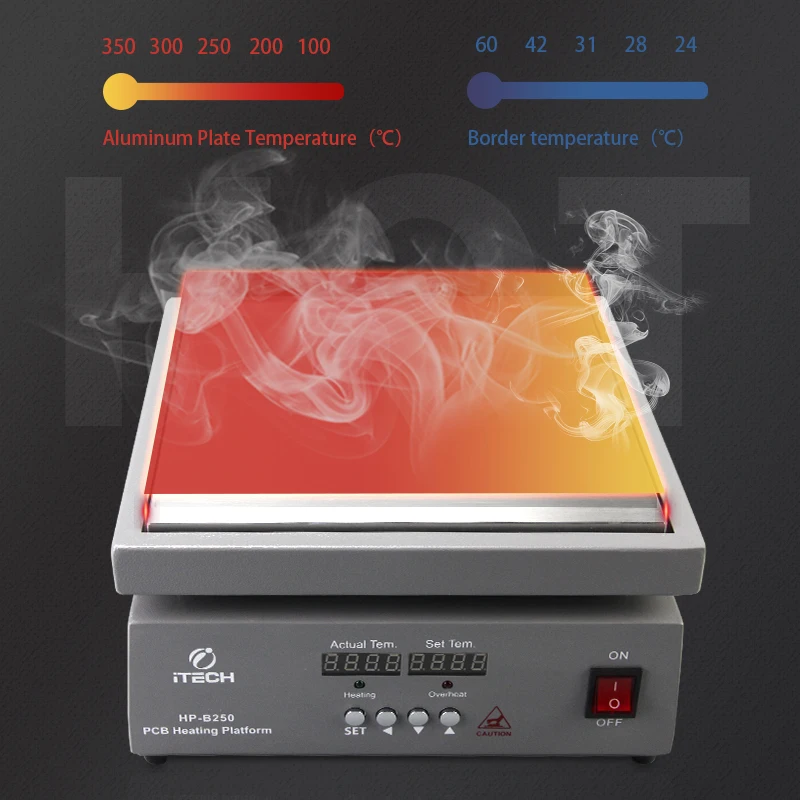 HP-B250 BGA 디지털 디스플레이 온도 제어 BGA 가열 테이블 250x250mm 예열 스테이션 1200W