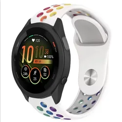 Versatile Silicone Strap - Soft Rubber Wristband in Multiple Sizes (18mm, 20mm, 22mm) - Garmin 965 (White colorful)