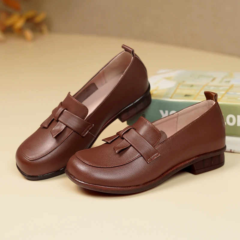 DIMANYU Bean Shoes Women British Wind 2024 Spring New Genuine Leather Women's Loafers Soft Sole Large Size Gommino Ladies