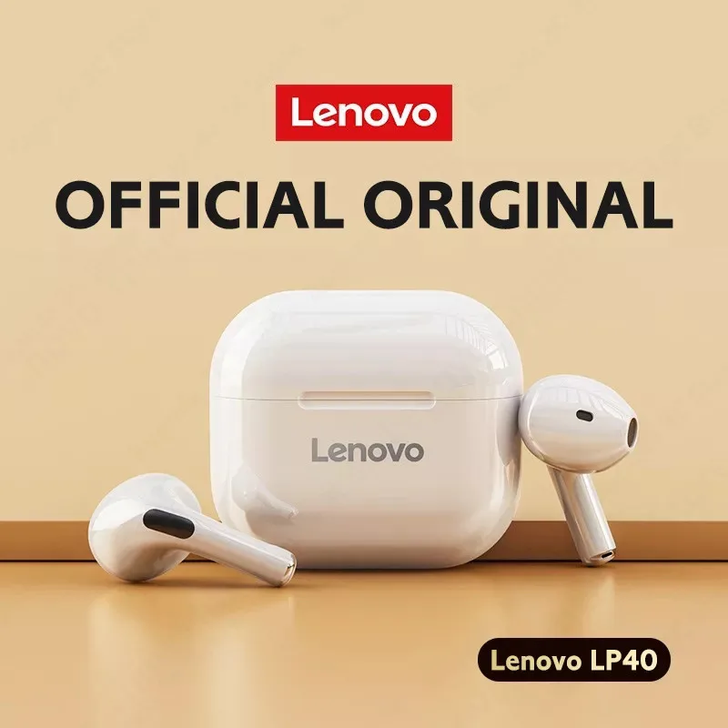 Wireless Earphones Lenovo LP40 Bluetooth 5.0 TWS Human Ear Design Headset Simple Operation Easy to Grasp