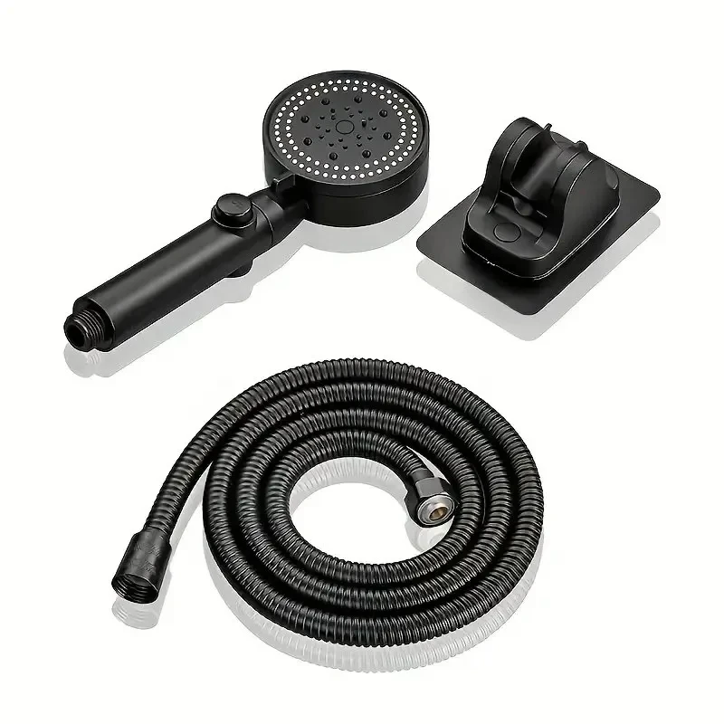 One Touch Water Stop Handheld Shower Head 5 Modes Adjustable High Pressure Black Shower Head Bathroom Accessories 6