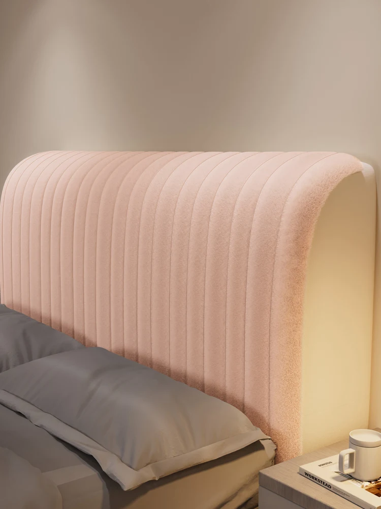 노르딕 솔리드 퀼팅 침대 헤드보드 커버 올인클루시브 두꺼운 벨벳 헤드 커버 곡..