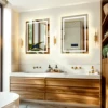 Wisfor 28x36 Lighted Bathroom Mirror with Bluetooth Speaker Smart LED Vanity Makeup Wall Mounted Mirrors 3 Lights Anti-Fog Touch 3