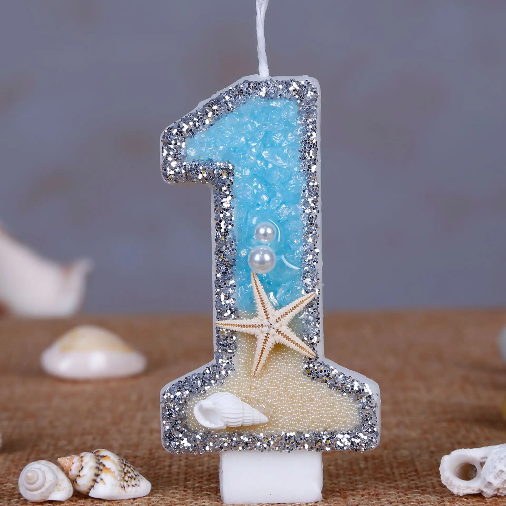 

Beach starfish conch Number 1-9 Birthday Candles Cake Toppers Birthday Wedding Birthday Digital Cakes Dessert Decor Candle