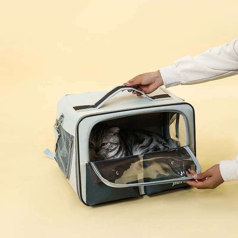 Pet Backpack Portable Backpack With Pull Rod Detachable Puppy Cat Large Capacity Breathable Pet Bag Folding Crossbody