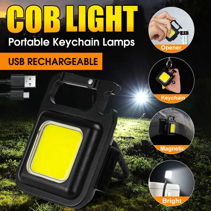 

USB Charge Keychain Lights Mini LED Flashlight Repair Work Lights Portable Outdoor Camping Flashlight Torches Emergency Lamps