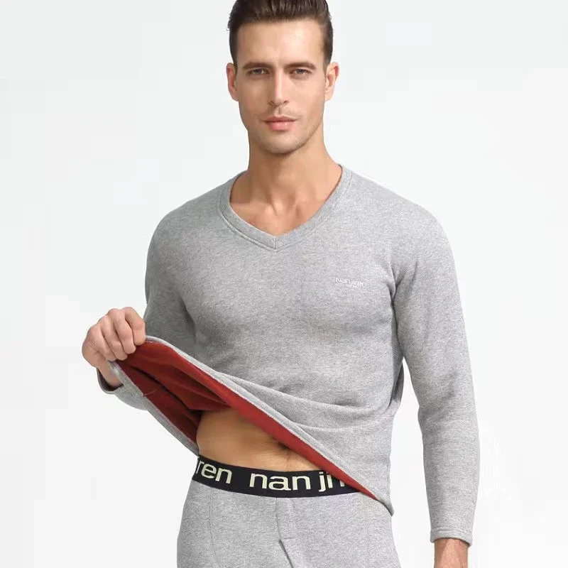 Thermal Underwear Set Men Winter Long Johns Velvet Tops Pants