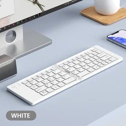 Compact Foldable Wireless Bluetooth Keyboard - Ultra - thin, Portable, Rechargeable Design (White)