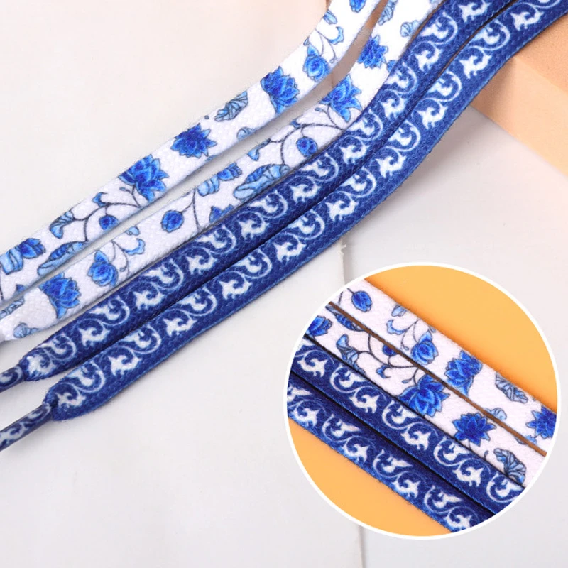 

Blue and white porcelain flat adaptation retro blue and white Chinese style lace rope