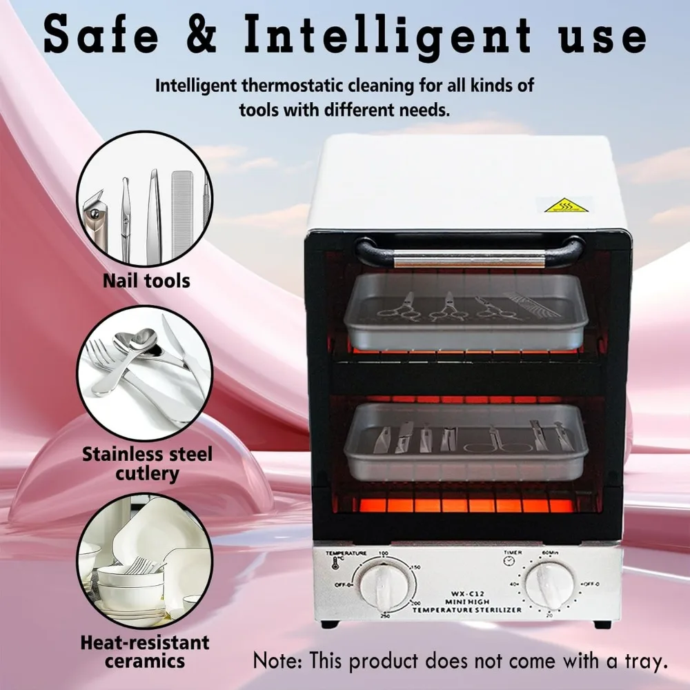 High Temperature Sterilizer, 12L Large Capacity Dry Heat Sterilizer, Max. Temperature 250℃, With Temperature Control & Timer 3
