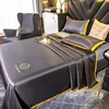 3pc Set New Embroidered Bed Sheet Ice Silk Mattress Cover Fitted Sheet Queen King Size Fabric Single Double Sheet Home Sheets 5