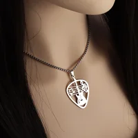 Collier pendentif guitare Note musicale pour femmes et hommes, amoureux de la musique, bijoux en acier inoxydable, cadeaux 5