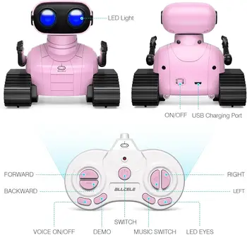 ALLCELE Girls Robot Toy, RC Robot for Kids, Remote Control Toy with Music, LED Eyes, Gift for Children Age 3 Years and Up - Pink 2