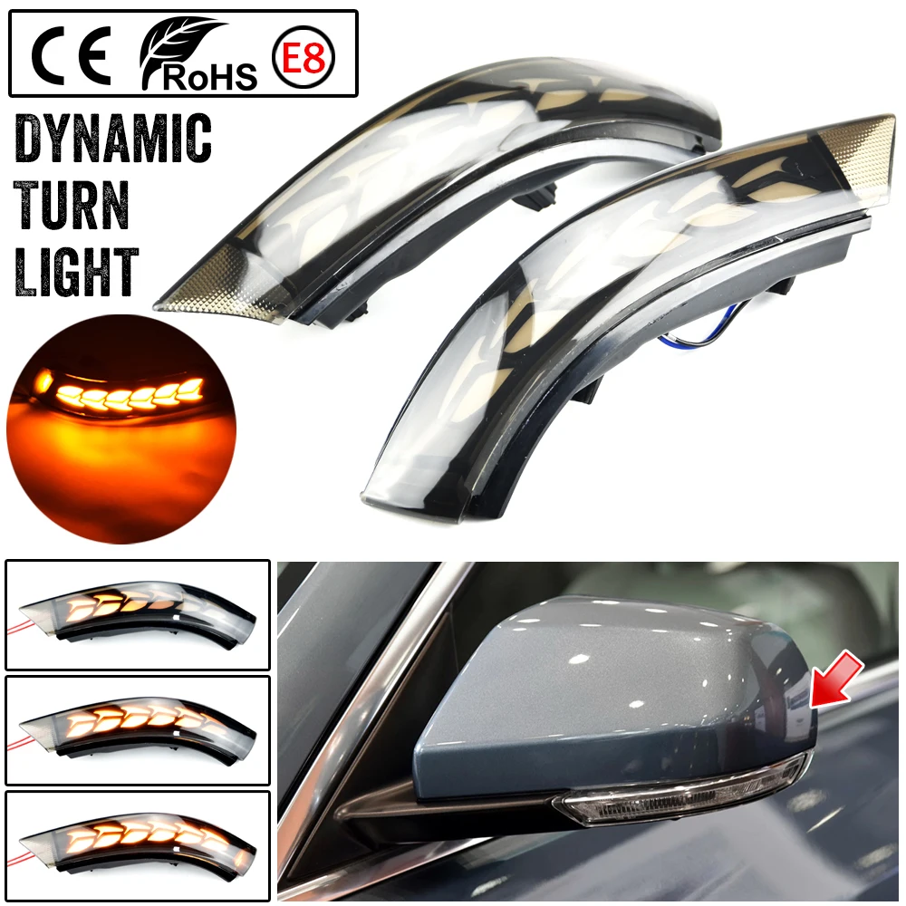 

2pcs Dynamic Turn Signal LED Light Side Mirror Indicator For Cadillac CT4 CT4-V 20-2022 For Cadillac ATS ATS-V 2013-2019