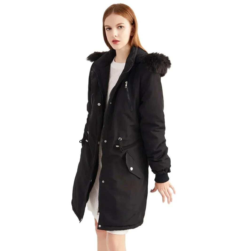Maternity Outerwear Women Warm Thicken Parka Fleece Coat Pregnancy Winter Jacket with Removable Fur Hood
