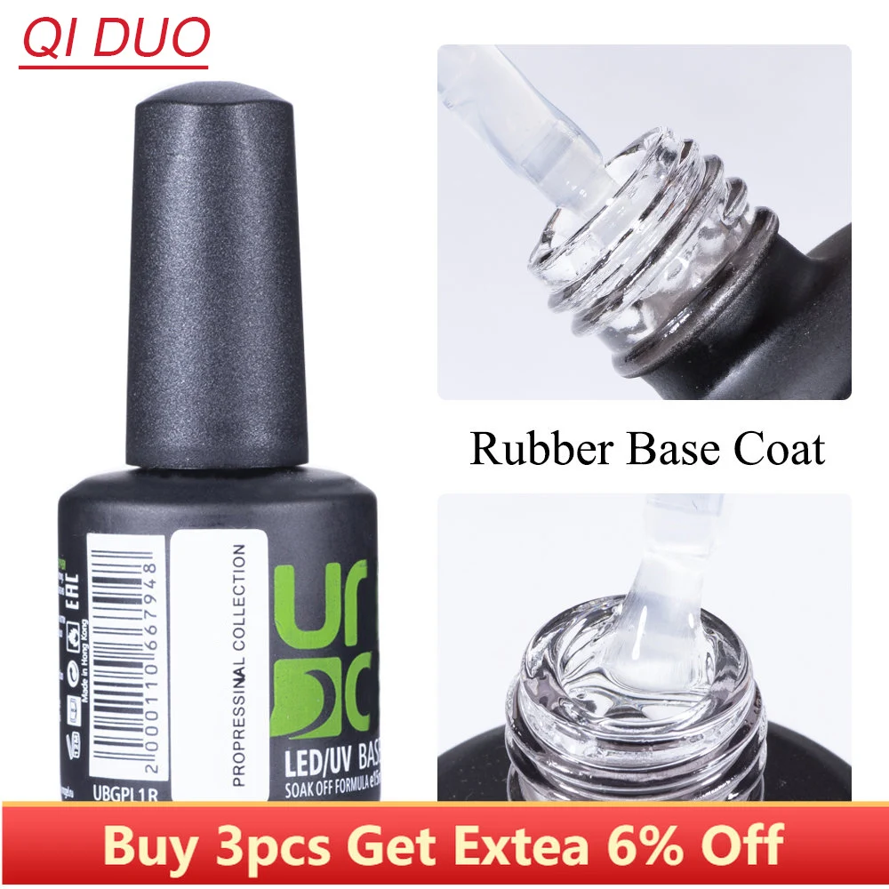 QI DUN Latest 15ml Soak Off UV Hybrid Nail Polish Semipermanent Nail Thick Strong Rubber Elastic Base Gel Varnish Base Coat