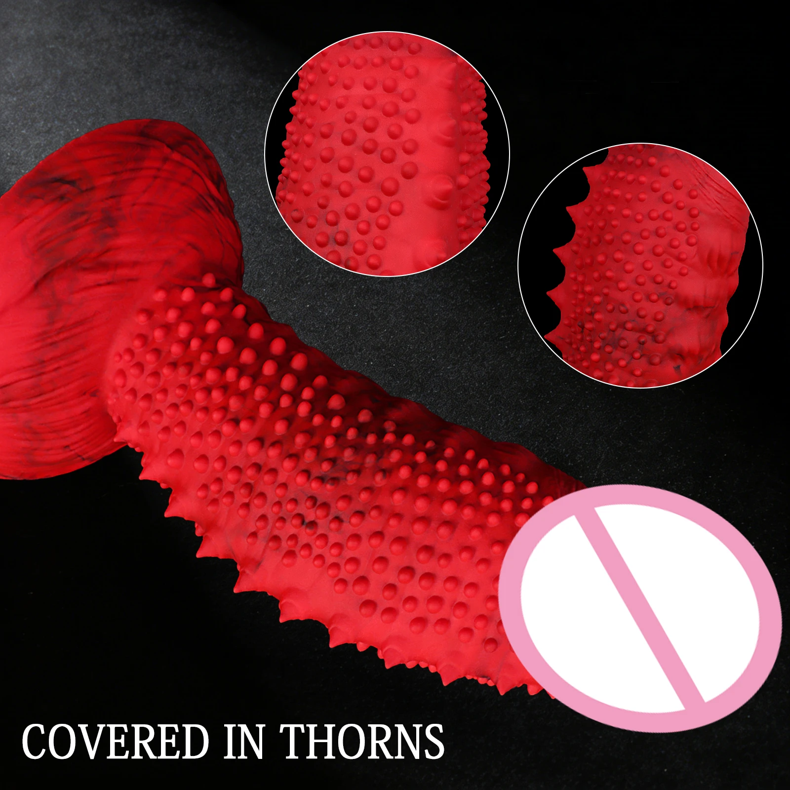 Dildo in silicone rosso con punte e ventosa gioco anale_voghion.com