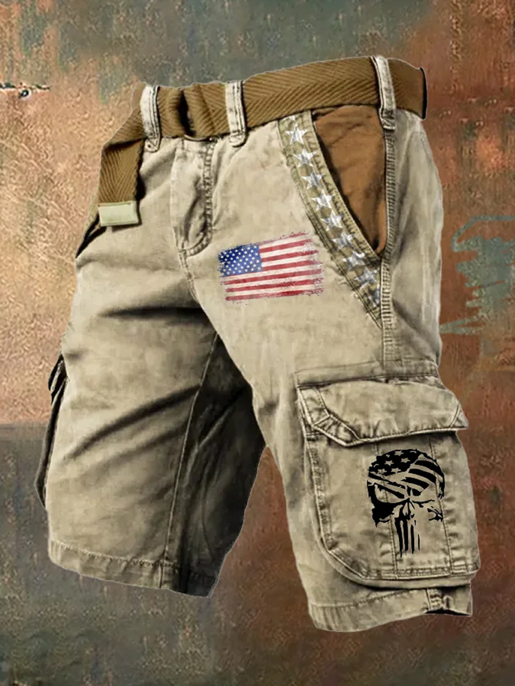 Men's Summer Overalls Lndependence Day Retro New Overalls Fashion Comfortable Casual 3d Printed Men's Shorts
