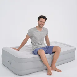 Colchón inflable para el hogar, cama de aire doble, cama inflable gruesa con bomba integrada, cama plegable portátil para el almuerzo
