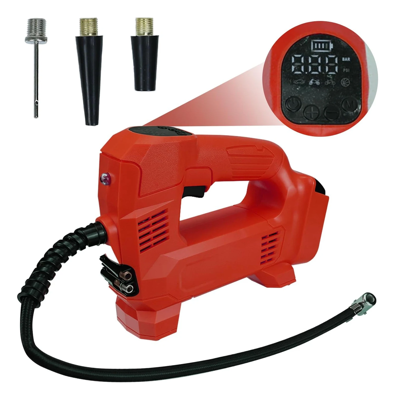 Cordless 60W Portable Air Pump for Milwaukee M18 Li-ion Battery with Digital Display Electric Power Tools