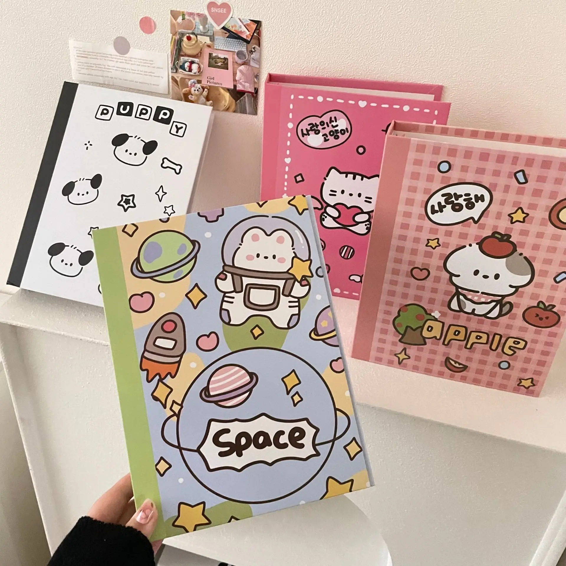 SKYSONIC A5 Binder Collect Book with Kawaii Grid Cover for Photos, Postcards & DIY Projects
