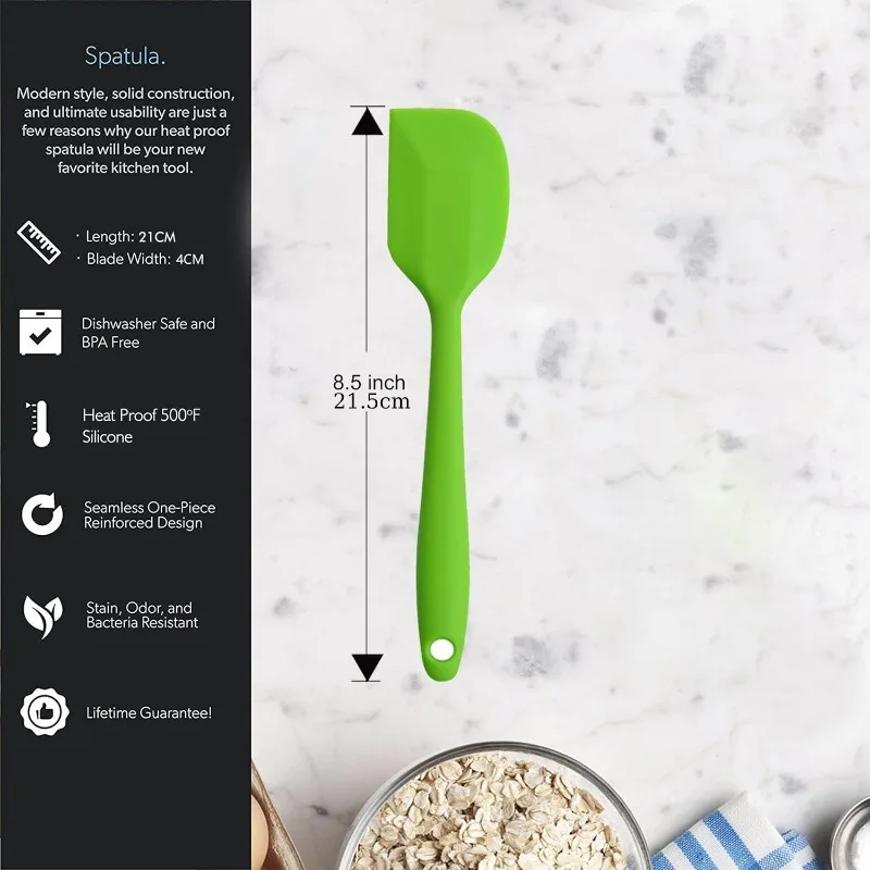 Seamless Design Silicone Spatula Heat-Resistant, Non-Stick Rubber Spatula, Multi-Functional Kitchen Tool Frosting Cooking Food,