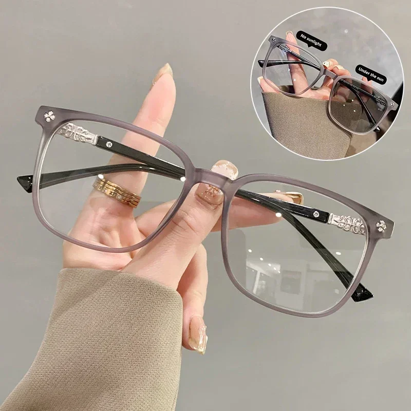 Metal Connect Frame Myopia Glasses -50 -75 -125 -175 Photochromic Eyeglass Lenses Business Glasses 3