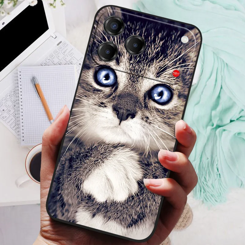 Cat Design Shockproof TPU Silicone Phone Case - Soft Protective Cover with Printing