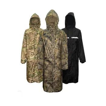 Camouflage Long Raincoat for Men Tactics Camo Waterproof Poncho Woman Coat Against Rain Fishing Hiking Conjoined Cover Clothing