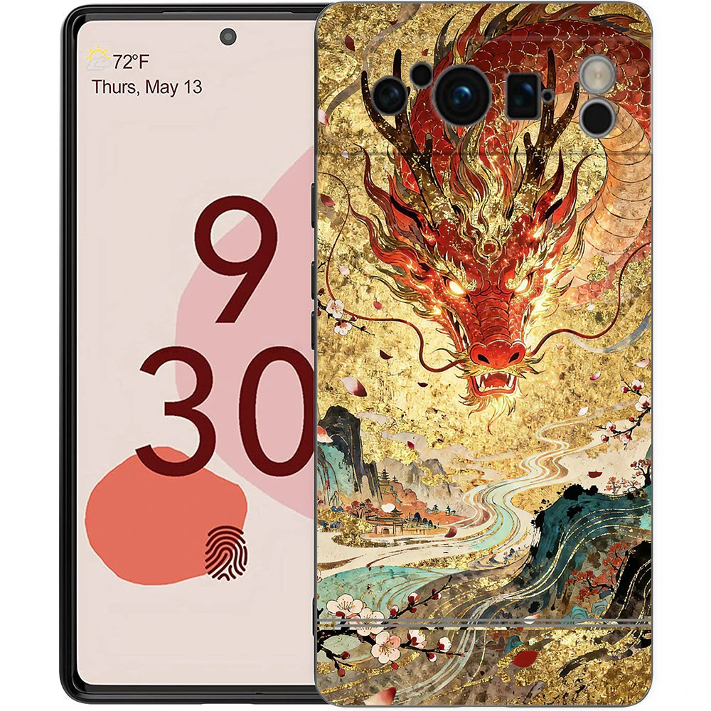 Luxury Black Soft TPU Phone Case with Fashionable Chinese Dragon Design