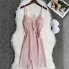 Blanc 5 pièces ensemble de sommeil Pyjamas dame dentelle Satin Pyjamas Kimono robe de bain vêtements de nuit amples maison vêtements col en v vêtements de nuit décontractés