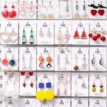 

Korea Style simple Enamel Cartoon Clip on Earrings Without Piercing Asymmetric Stars Tassels for Women Cute Ear Clip New