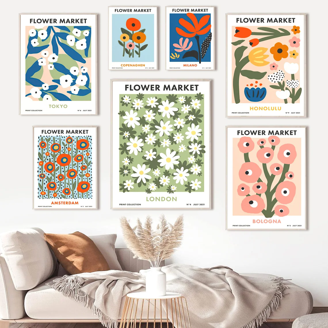 

Flower Market Nordic Posters And Prints Abstract Colorful Modern Gallery Wall Art Plant Canvas Painting Living Room Home Decor
