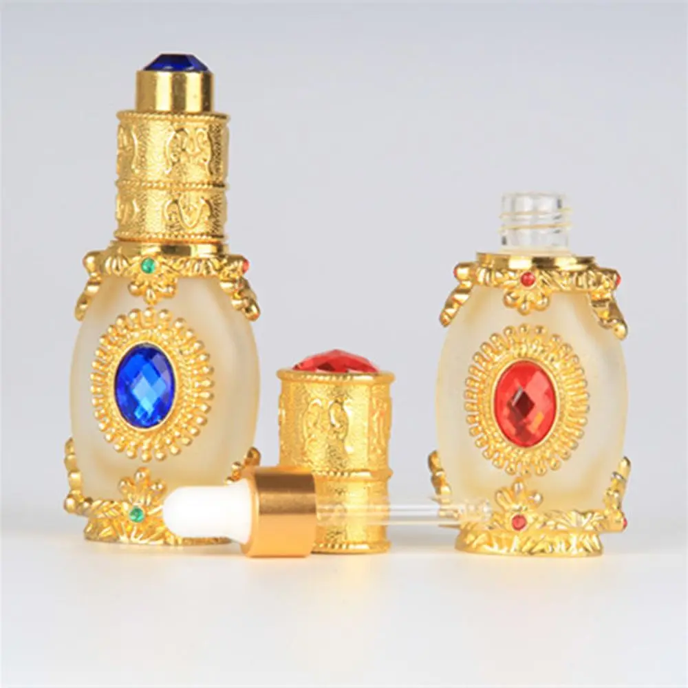 1PC Vintage Metal Perfume Bottle Arab Style Essential Oils Dropper Bottle Container Middle East Weeding Decoration Gift