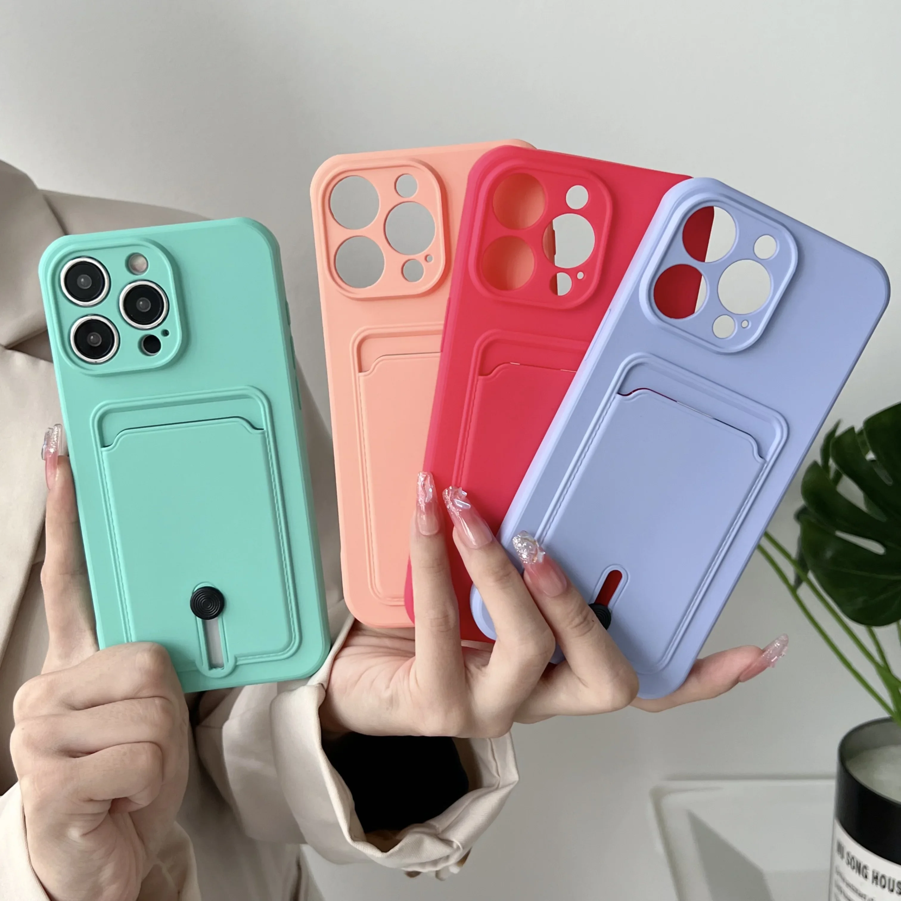 Sleek Shockproof Silicone Wallet Case with Push Card Holder