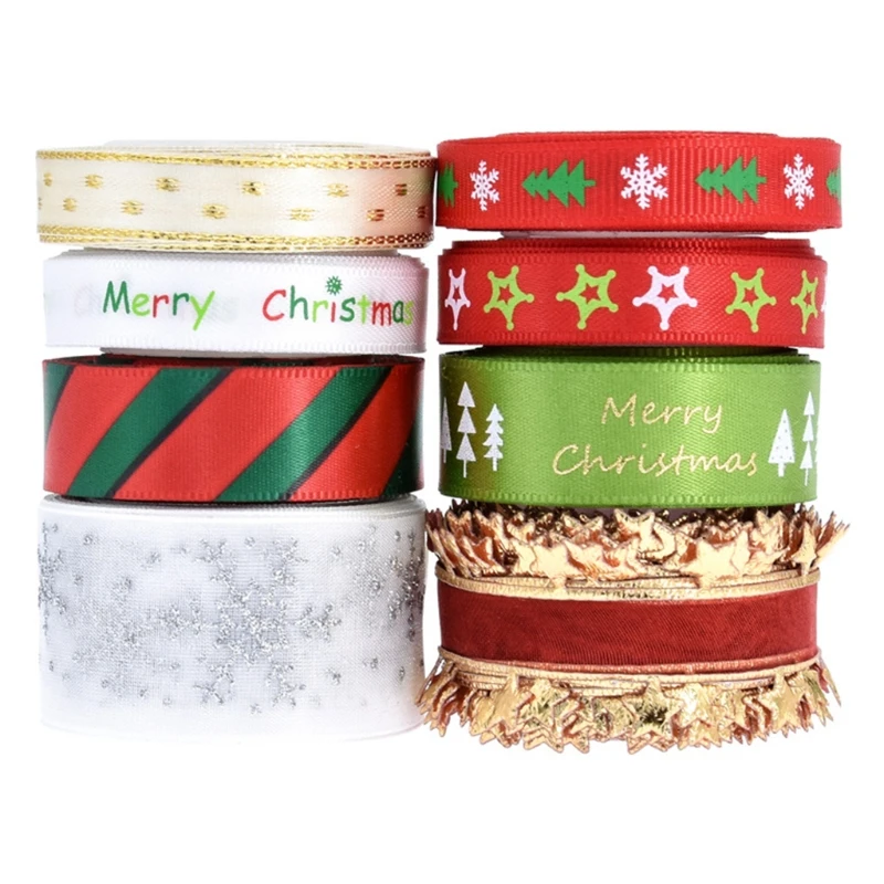 

DIY Christmas Decoration 8 Patterns Ribbon Grosgrain Ribbon For Craft Supplies Sewing Accessories 10/15/25mm Width