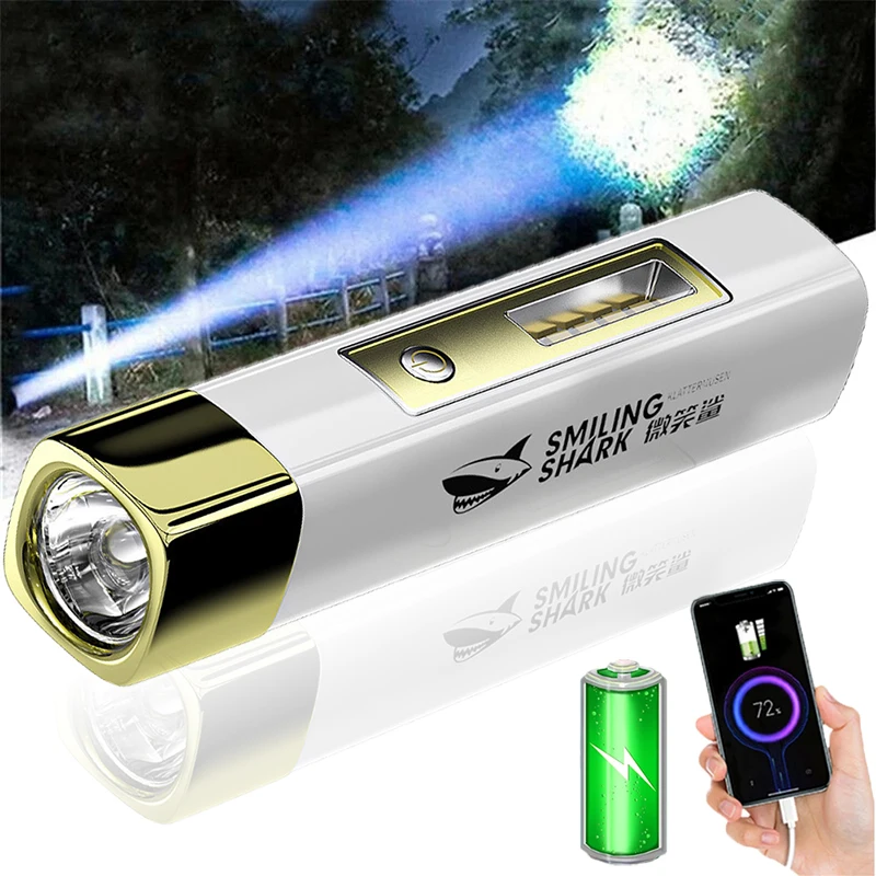 USBRechargeableFlashlightPowerBankFunction3LevelsZoomLED