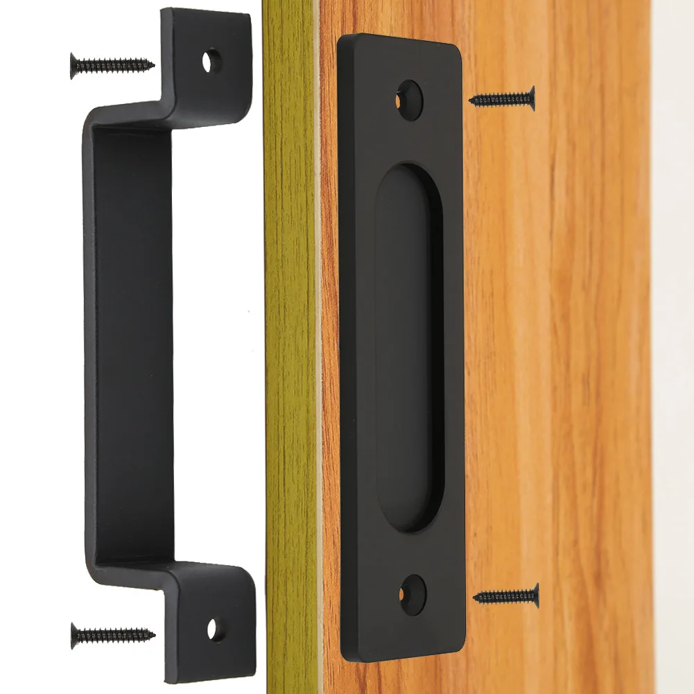 Barn Door Handle Furniture Cabinet Handles Hook Door Latch Set Sliding Concealed Push Pull Knob Hardware Accessories