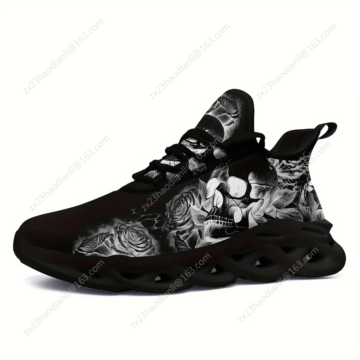 Halloween Skull And Rose Print Flats Sneakers Mens Womens Sports Running Shoes High Quality DIY Sneaker customization Shoe 2