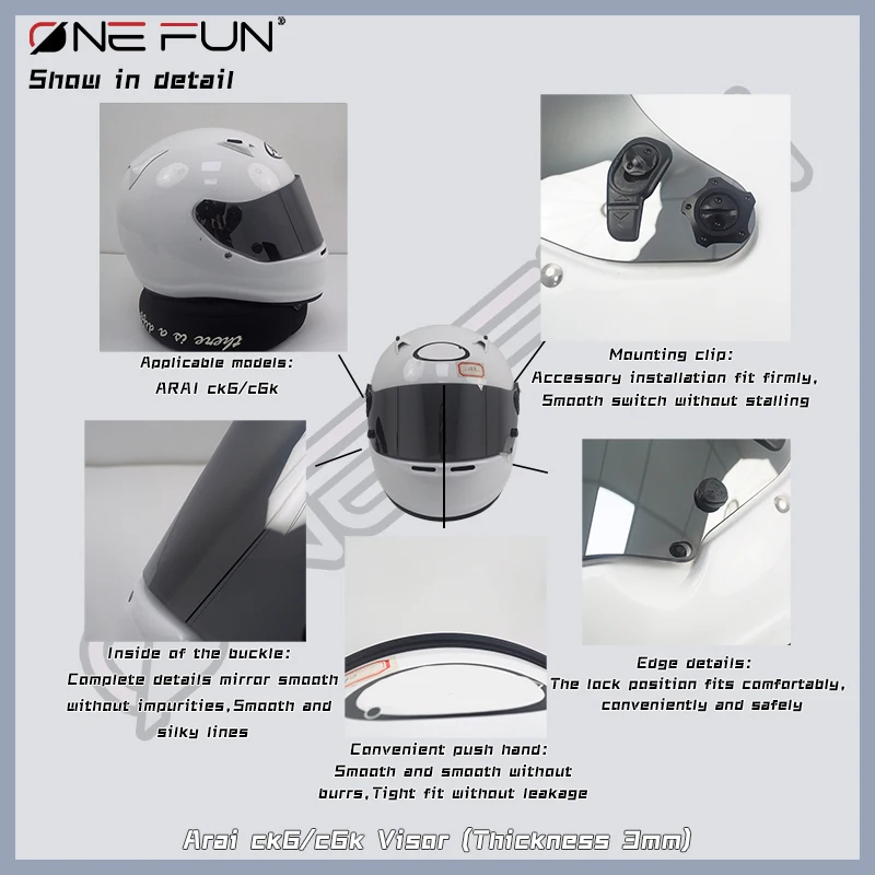 CK6 Visor for ARAI CK6 CK6K CK-6 Mirrorized RACING VISOR Lens Case Full Face Mask Glasses Shield Racing Explosion-Proof 3