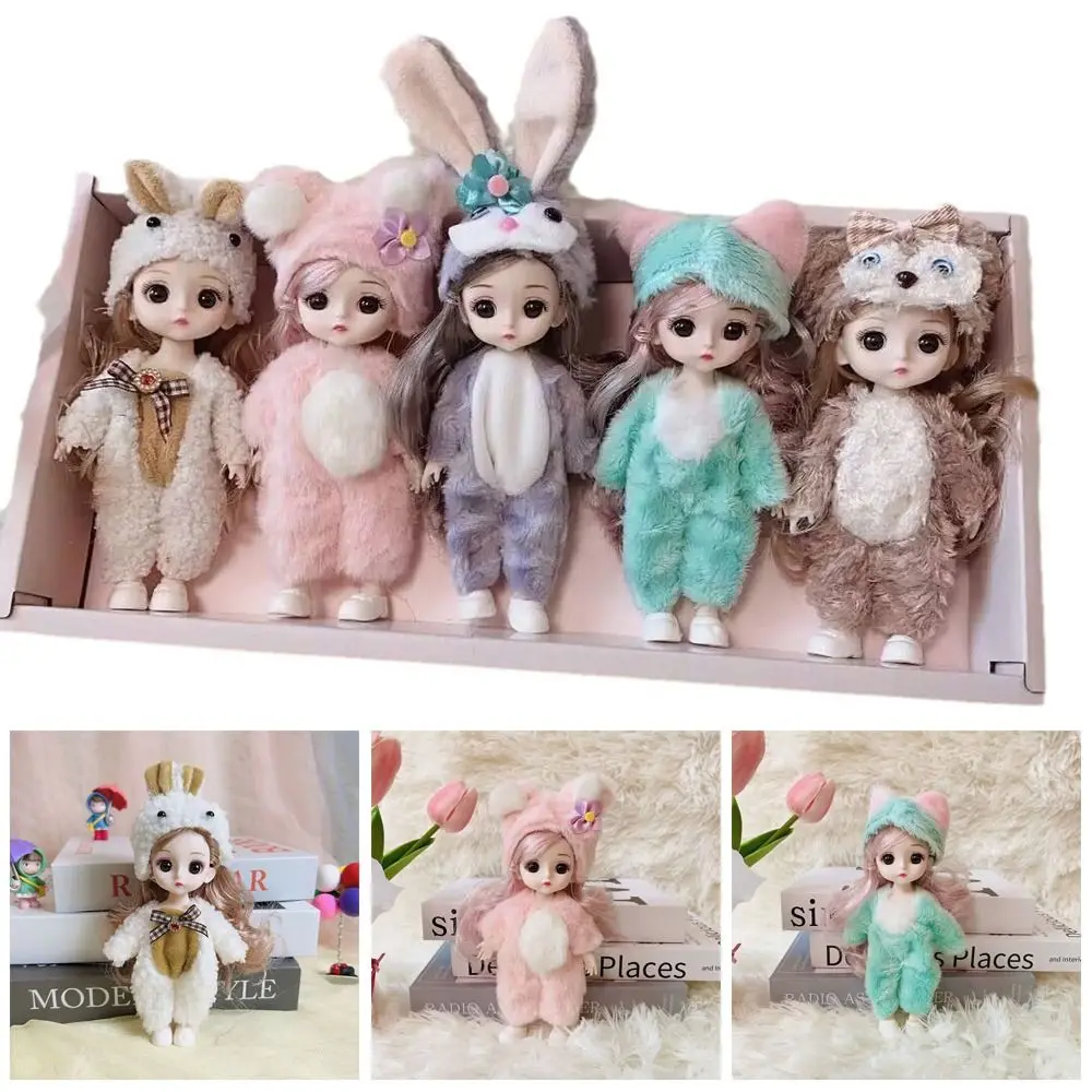 BJD Dolls 17cm BJD Doll and Clothes Multiple Removable Movable Joints Mini Girl 3D Eyes Girl Dress Up Birthday Gifts
