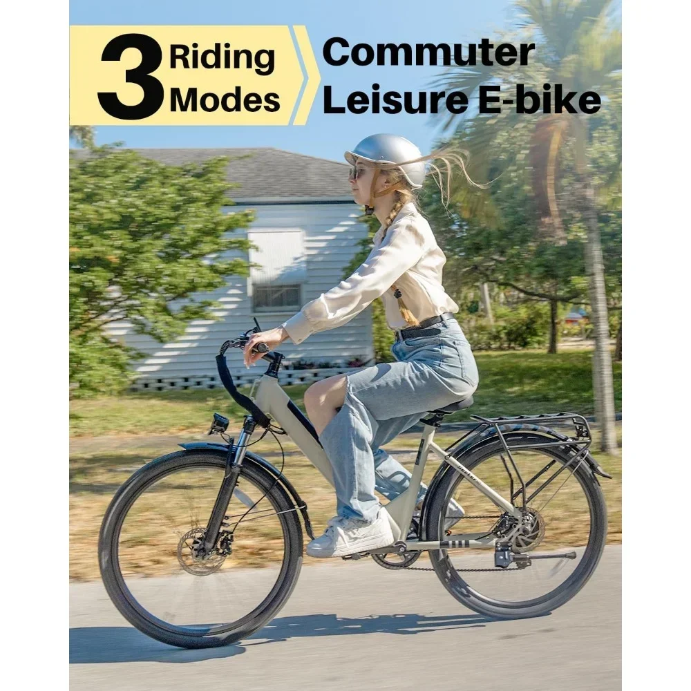 26" Electric Bike for Adults,Step Through Electric Bicycle,36V 9Ah Removable Battery, 20MPH E-bikes with Front Suspension