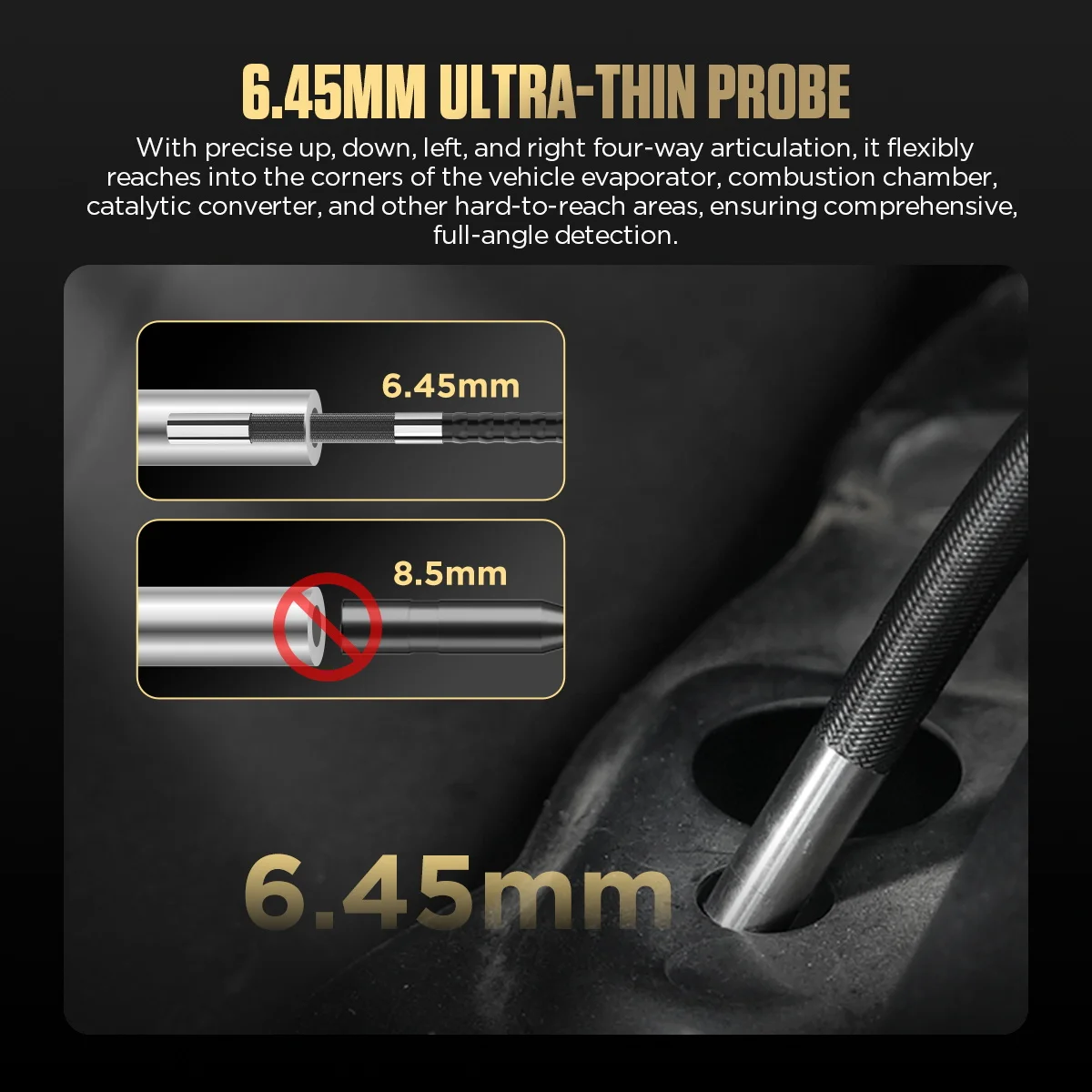 AUTOOL SVB405 6.45mm 관절형 내시경 360도 조향 산업용 내시경 5인치 화면 방수 비디오 카메라 (자동차용)