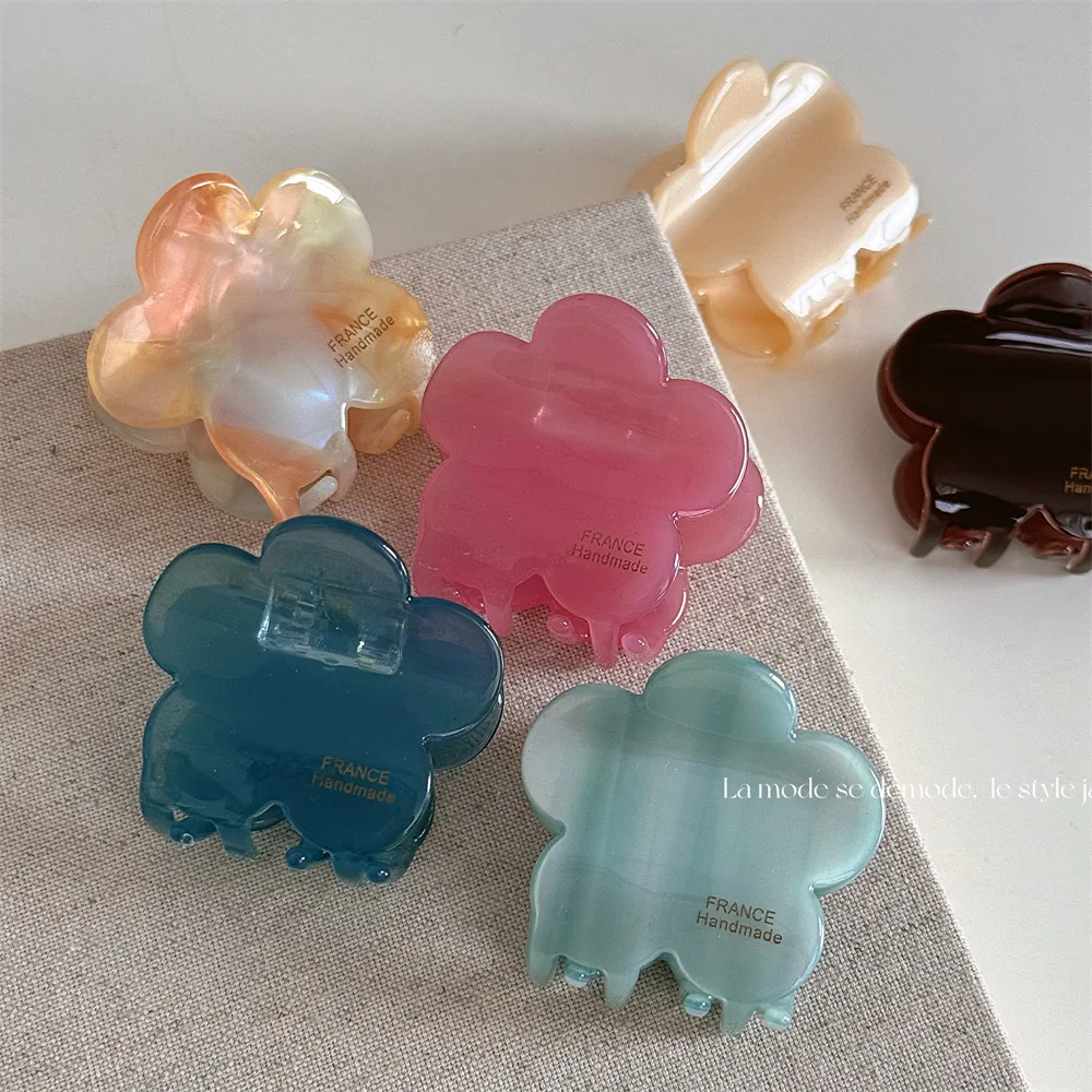4,5 cm Frau Mini exquisite Version Gold Label Acetat Bonbon Farbe kleine Blume Haar Krallen Seiten clips Mädchen niedlichen Haarschmuck