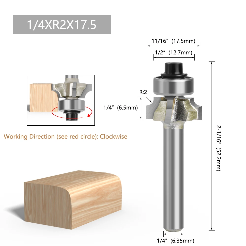 LAVIE 1pc 6mm 1/4 Schaft Z4 Ecke Runde Router Bit R1 R2 R3 Mühle Klassische Cutter Bit Trim einfassung Holzbearbeitung – Detail 9